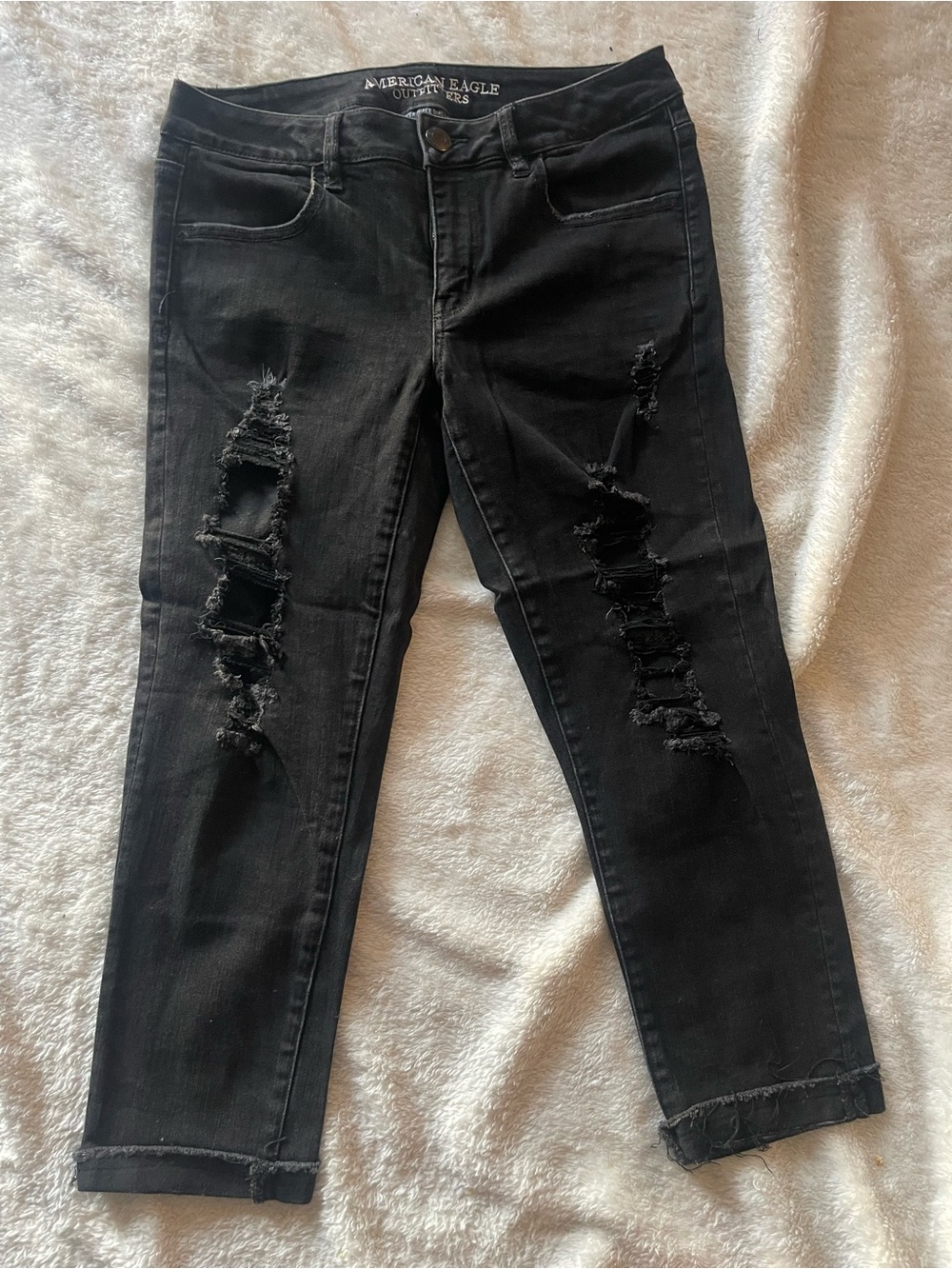 American Eagle Outfitters Black Ripped Skinny Jeans